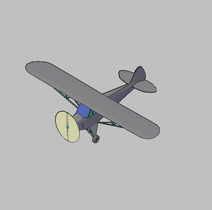 Bloque Autocad Vista de Avioneta  Diseño 01 Bibliot. 2D-3D en 3D simple